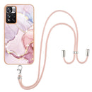 For Xiaomi Mi 11i / 11i HyperCharge 5G Global Electroplating Marble IMD TPU Phone Case with Lanyard(Rose Gold 005)