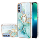 For Motorola Moto G31/G41 Electroplating Marble Pattern IMD TPU Shockproof Phone Case with Ring Holder(Green 003)