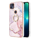 For Motorola Moto G50 5G Electroplating Marble Pattern IMD TPU Shockproof Phone Case with Ring Holder(Rose Gold 005)