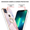 For Motorola Moto G50 5G Electroplating Marble Pattern IMD TPU Shockproof Phone Case with Ring Holder(Rose Gold 005)