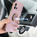 For vivo iQOO 9 Pro 6D Electroplating Full Coverage Silicone Phone Case with Magnetic Ring Holder(Light Purple)