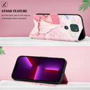 For Motorola Moto G9 / G9 Play / E7 Plus PT003 Marble Pattern Flip Leather Phone Case(Rose Gold LS005)