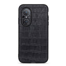 For Huawei nova 9 SE Fine Hole Crocodile Texture Genuine Leather Phone Case(Black)