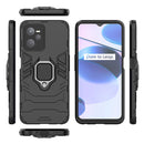 For Realme C35 Shockproof PC + TPU Protective Phone Case with Magnetic Ring Holder(Black)