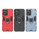 For Realme C35 Shockproof PC + TPU Protective Phone Case with Magnetic Ring Holder(Navy Blue)