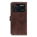 For Xiaomi Poco M4 Pro 4G Magnetic Crocodile Texture Horizontal Flip Leather Phone Case(Brown)