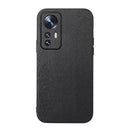 For Xiaomi 12 Pro Wood Texture PU Phone Case(Black)