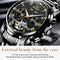 OLEVS 6607 Multi-function Men Big Flywheel Automatic Waterproof Mechanical Watch(Silver Gold Green)