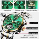 OLEVS 6607 Multi-function Men Big Flywheel Automatic Waterproof Mechanical Watch(Silver Gold Blue)