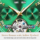 OLEVS 6607 Multi-function Men Big Flywheel Automatic Waterproof Mechanical Watch(Silver Gold Blue)