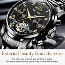 OLEVS 6607 Multi-function Men Big Flywheel Automatic Waterproof Mechanical Watch(Silver Gold Blue)