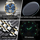 OLEVS 6607 Multi-function Men Big Flywheel Automatic Waterproof Mechanical Watch(Silver Gold Blue)