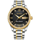 OLEVS 6618 Men Fashion Diamond Quartz Watch(Silver Gold Black)