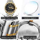 OLEVS 6618 Men Fashion Diamond Quartz Watch(Silver Gold Black)