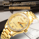 OLEVS 6618 Men Fashion Diamond Quartz Watch(Silver Gold Black)