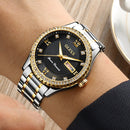 OLEVS 6618 Men Fashion Diamond Quartz Watch(Silver Gold Black)