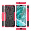 For Nokia C30 Armor Bear Shockproof PC + TPU Phone Protective Case with Ring Holder(Rose Red)