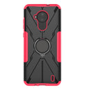 For Nokia C30 Armor Bear Shockproof PC + TPU Phone Protective Case with Ring Holder(Rose Red)