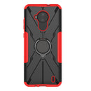 For Nokia C30 Armor Bear Shockproof PC + TPU Phone Protective Case with Ring Holder(Red)