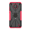 For Nokia C10 / C20 Armor Bear Shockproof PC + TPU Phone Protective Case with Ring Holder(Rose Red)