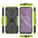 For Nokia C10 / C20 Armor Bear Shockproof PC + TPU Phone Protective Case with Ring Holder(Green)