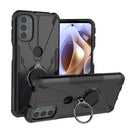 For Motorola Moto G31 Armor Bear Shockproof PC + TPU Phone Protective Case with Ring Holder(Black)