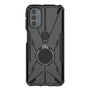 For Motorola Moto G31 Armor Bear Shockproof PC + TPU Phone Protective Case with Ring Holder(Black)