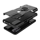 For Motorola Moto G31 Armor Bear Shockproof PC + TPU Phone Protective Case with Ring Holder(Black)