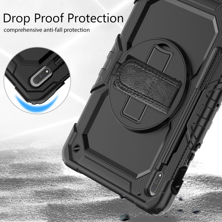 For Samsung Galaxy Tab S8 11 inch SM-X700 Silicone + PC Tablet Case with Shoulder Strap(Black)