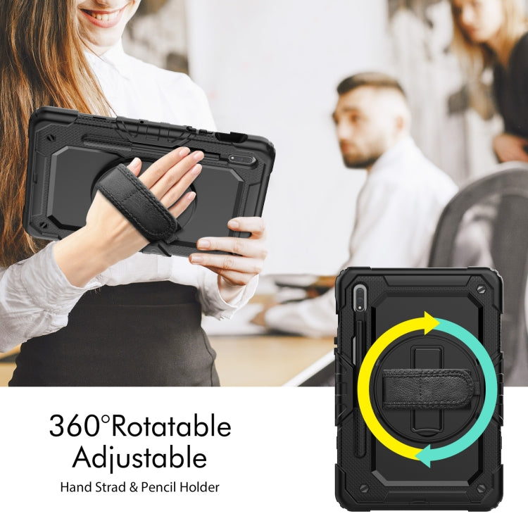 For Samsung Galaxy Tab S8 11 inch SM-X700 Silicone + PC Tablet Case with Shoulder Strap(Black)