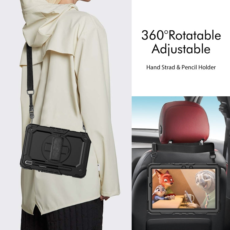 For Samsung Galaxy Tab S8 11 inch SM-X700 Silicone + PC Tablet Case with Shoulder Strap(Black)