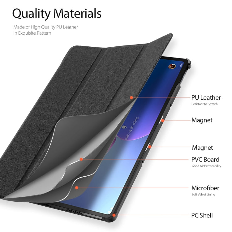 For Lenovo Tab P12 Pro DUX DUCIS Domo Magnetic Smart Leather Tablet Case(Black)