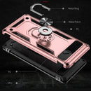 For Google Pixel 6A Shockproof TPU + PC Protective Case with 360 Degree Rotating Holder(Rose Gold)