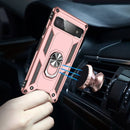 For Google Pixel 6A Shockproof TPU + PC Protective Case with 360 Degree Rotating Holder(Rose Gold)