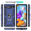 For Google Pixel 6A Shockproof TPU + PC Protective Case with 360 Degree Rotating Holder(Blue)