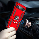 For Google Pixel 6A Shockproof TPU + PC Protective Case with 360 Degree Rotating Holder(Red)