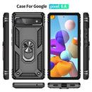For Google Pixel 6A Shockproof TPU + PC Protective Case with 360 Degree Rotating Holder(Black)
