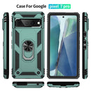 For Google Pixel 7 Pro Shockproof TPU + PC Protective Case with 360 Degree Rotating Holder(Dark Green)