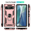 For Google Pixel 7 Pro Shockproof TPU + PC Protective Case with 360 Degree Rotating Holder(Rose Gold)
