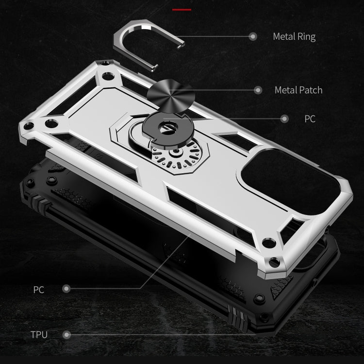 For Samsung Galaxy A23 Shockproof TPU + PC Phone Case with Holder(Silver)