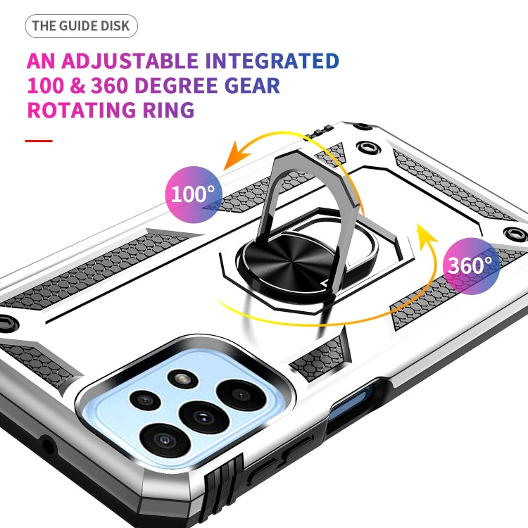 For Samsung Galaxy A23 Shockproof TPU + PC Phone Case with Holder(Silver)