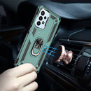For Samsung Galaxy A23 Shockproof TPU + PC Phone Case with Holder(Dark Green)