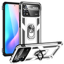 For Xiaomi Poco X4 Pro 5G Shockproof TPU + PC Phone Case with 360 Degrees Rotating Holder(Silver)