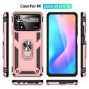 For Xiaomi Poco X4 Pro 5G Shockproof TPU + PC Phone Case with 360 Degrees Rotating Holder(Rose Gold)