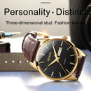 OLEVS 6898 Men Fashion Waterproof Dual Calendar Quartz Watch(Brown Black)
