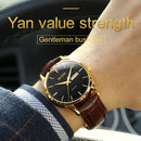 OLEVS 6898 Men Fashion Waterproof Dual Calendar Quartz Watch(Brown Black)