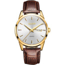 OLEVS 6898 Men Fashion Waterproof Dual Calendar Quartz Watch(Brown White)