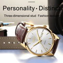 OLEVS 6898 Men Fashion Waterproof Dual Calendar Quartz Watch(Brown White)