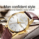 OLEVS 6898 Men Fashion Waterproof Dual Calendar Quartz Watch(Brown White)