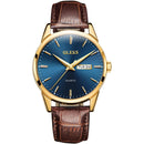 OLEVS 6898 Men Fashion Waterproof Dual Calendar Quartz Watch(Brown Blue)